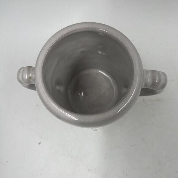 Frankoma Embossed White Small Sugar Bowl Dish with Lid Textured Sides 4" Tall - Picture 3 of 6